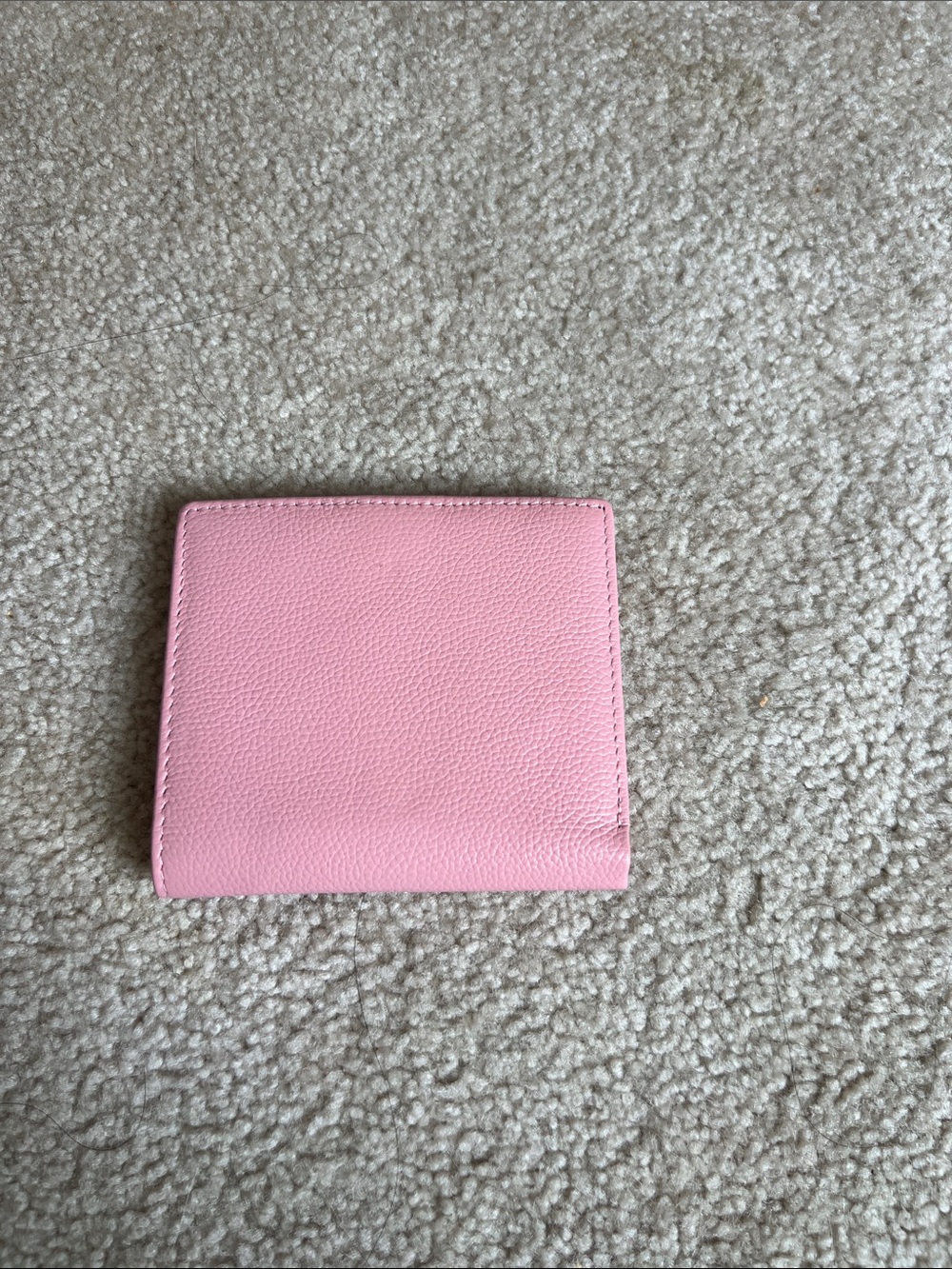 Compact Pink Pebbled Leather Bifold Wallet for Women